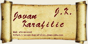 Jovan Karafilić vizit kartica
